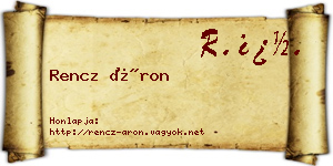 Rencz Áron névjegykártya